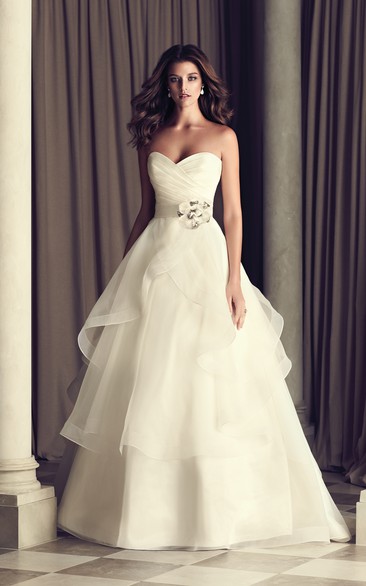 Strapless Organza Gown With Bandage And Petals