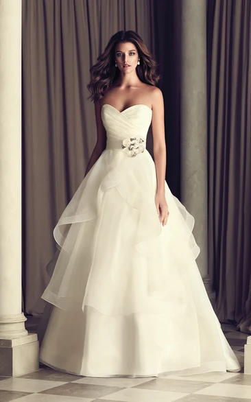 Strapless Organza Gown With Bandage And Petals