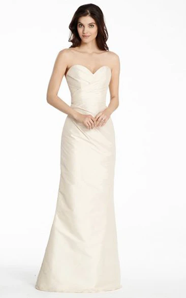 Sleeveless Sweetheart Criss-Cross Satin Bridesmaid Dress With Low-V Back