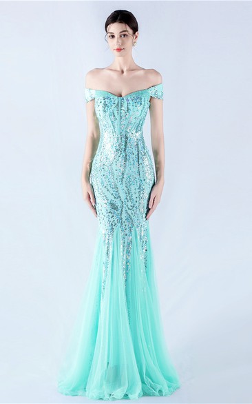 Craft Beading Mesh Sequins Evening Dress Annual Meeting Performance Host