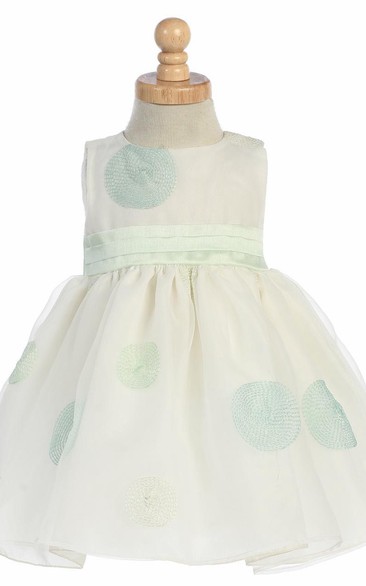 Sleeveless Bowed Organza Flower Girl Dress