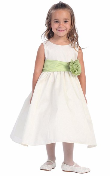 Tea-Length Tiered Flower Girl Dress