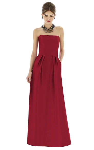 Strapless Floor-Length Simple Dress With Zipper Back