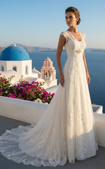 Sweetheart Sleeveless Beaded Lace Bridal Dress