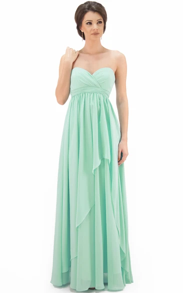 Sleeveless Draped Sweetheart Chiffon Bridesmaid Dress
