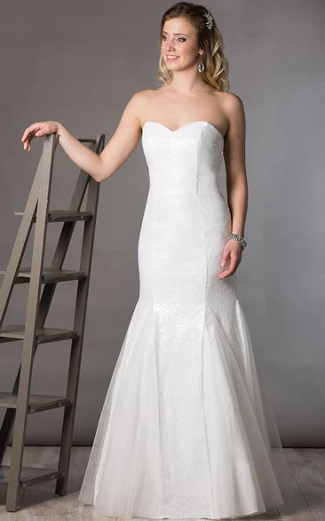 Sweetheart Mermaid Bridal Gown With Sequins And Tulle Skirt