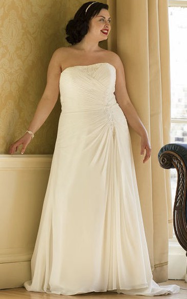 Strapless Lace-Up Bridal Gown With Removable Long-Sleeve Lace Jacket
