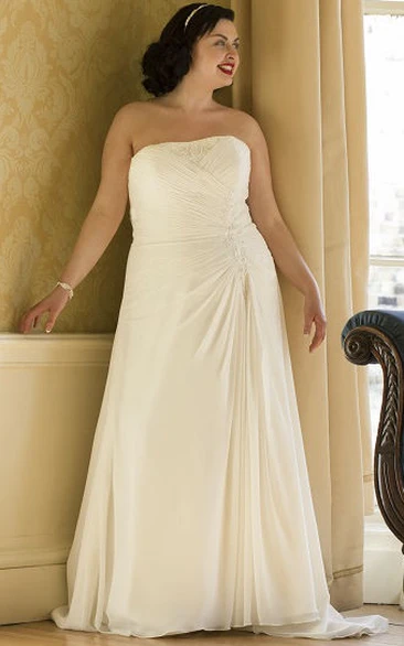 Strapless Lace-Up Bridal Gown With Removable Long-Sleeve Lace Jacket