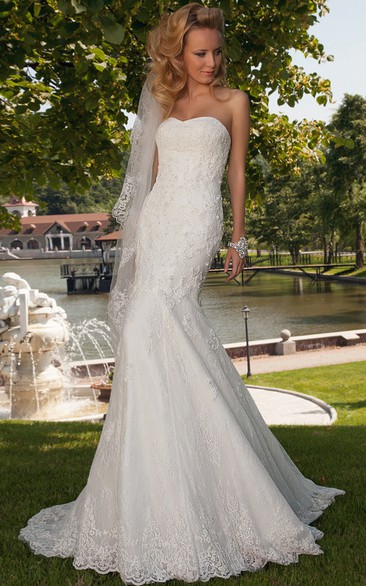 Mermaid Sweetheart Lace Wedding Dress With Zipper