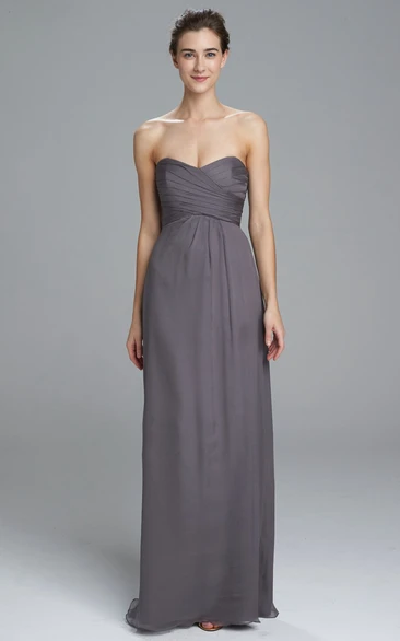 Sheath Floor-Length Criss-Cross Sweetheart Sleeveless Chiffon Bridesmaid Dress