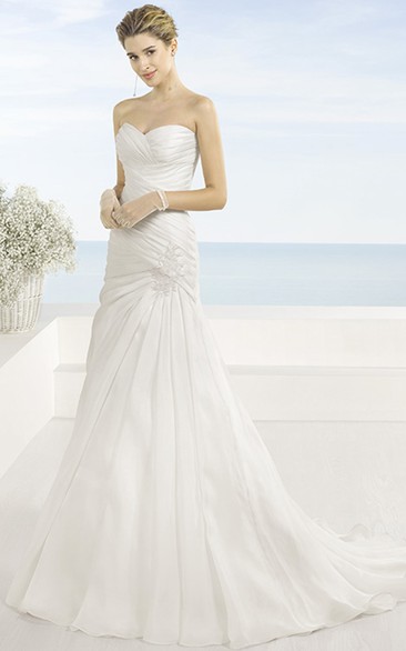 A-Line Sweetheart Chiffon Wedding Dress With Criss Cross