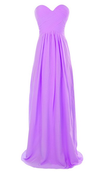 Sweetheart Long Chiffon Gown With Crisscross Ruching