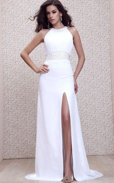 Attractive Beading Split Front A-Line Floor-Length Taline's Evening Dress