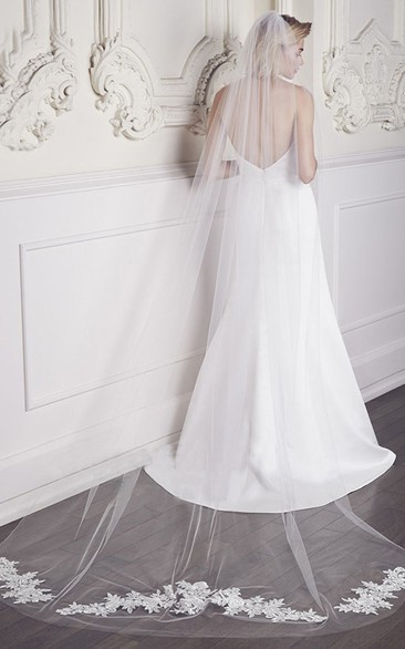 Long Lace Appliques Bride Veil