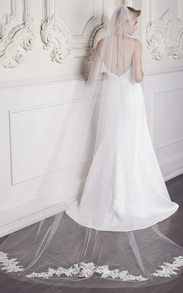 Long Lace Appliques Bride Veil