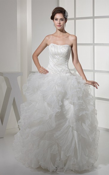 Sweetheart Satin Bodice Ball Gown Dress With Ruffles and Embellishment