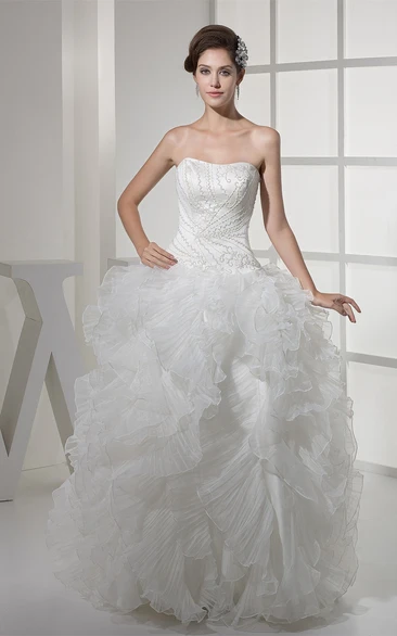 Sweetheart Satin Bodice Ball Gown Dress With Ruffles and Embellishment