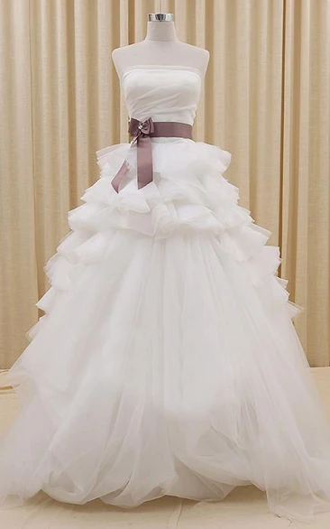 A-Line Maxi Straps Sleeveless Bell Appliques Lace-Up Back Straps Lace Organza Dress