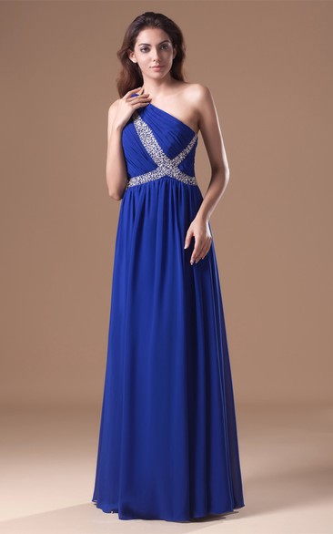 Glossy Sleeveless a Line Maxi One Shoulder Special Occasion Dresses