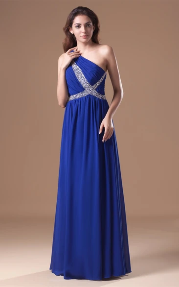 Glossy Sleeveless a Line Maxi One Shoulder Special Occasion Dresses