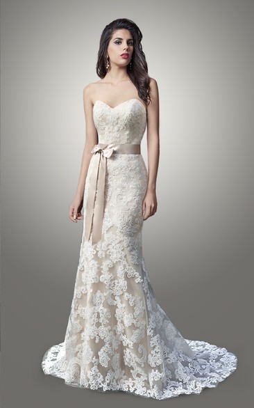 Strapless Sweetheart Lace Wedding Dress Styles With Sexy Back