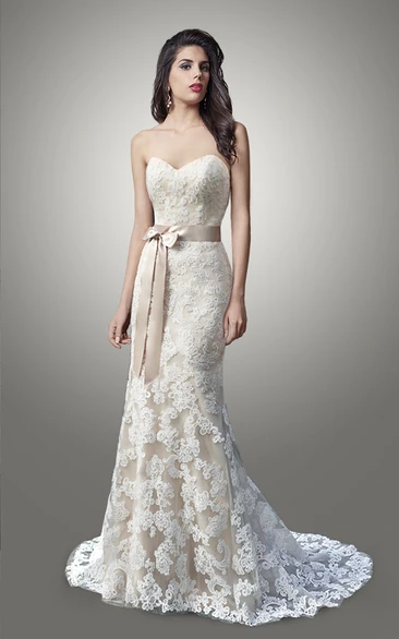 Strapless Sweetheart Lace Wedding Dress Styles With Sexy Back