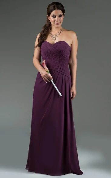 Sweetheart Criss Cross Bodice A-Line Chiffon Long Bridesmaid Dress