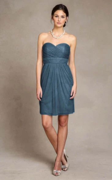 Mini Sweetheart Criss-Cross Sleeveless Tulle Bridesmaid Dress