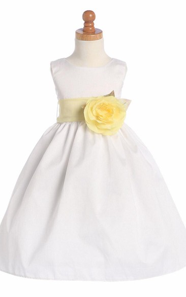 Tea-Length Tiered Flower Girl Dress