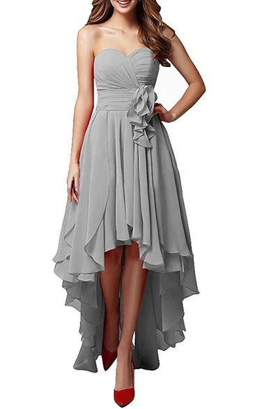 Silver Sweetheart High Low Dress With Layered Skirt