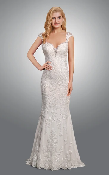 Delicate Floral Lace Mermaid Wedding Dress With Open Back