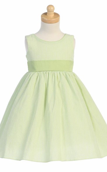 Tea-Length Sleeveless Tiered Flower Girl Dress