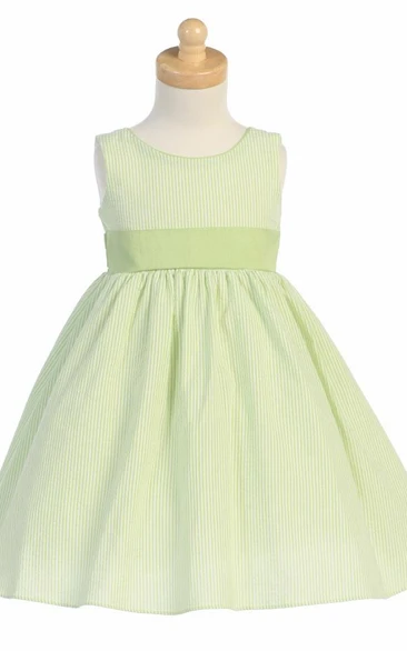 Tea-Length Sleeveless Tiered Flower Girl Dress