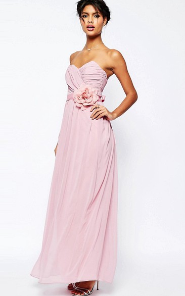 Ankle-Length Sleeveless Criss-Cross Sweetheart Chiffon Bridesmaid Dress
