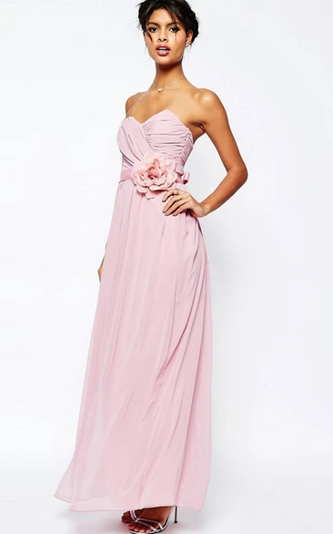 Ankle-Length Sleeveless Criss-Cross Sweetheart Chiffon Bridesmaid Dress