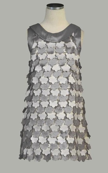 Midi Sleeveless Floral Taffeta Flower Girl Dress