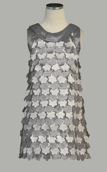 Midi Sleeveless Floral Taffeta Flower Girl Dress