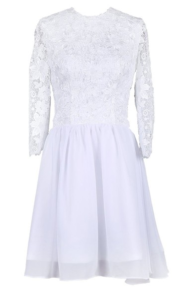 Scoop Long Sleeve Lace Bodice Bridal Dress