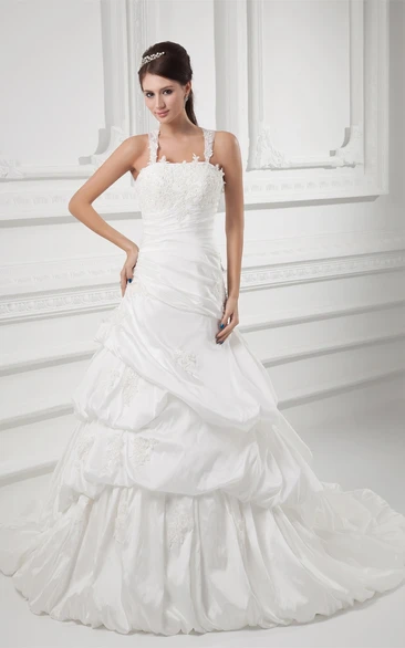 Strapped Pick-Up A-Line Gown With Lace