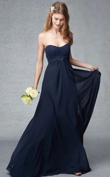 Appliqued Empire Sweetheart Sleeveless Chiffon Bridesmaid Dress