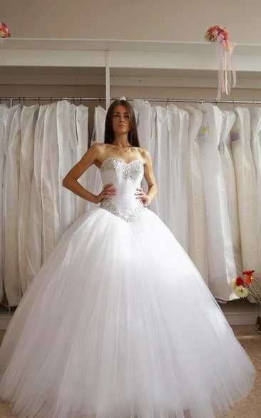 Tulle Ball Gown With Sweetheart Neckline and Crystal Detailing