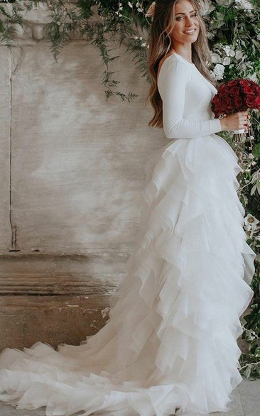 Long Illusion Sleeve Bridal Dresses | Long Sleeved Wedding Gown ...