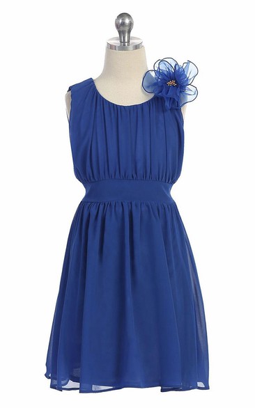 Floral Knee-Length Pleated Chiffon&Lace Flower Girl Dress