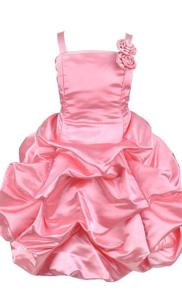 Sleeveless Ruffled Dress With Floral Strap