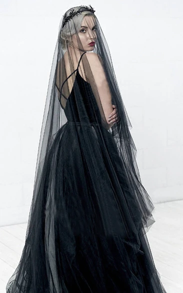 Simple Korean Style Bride Black Soft Tulle Veil 