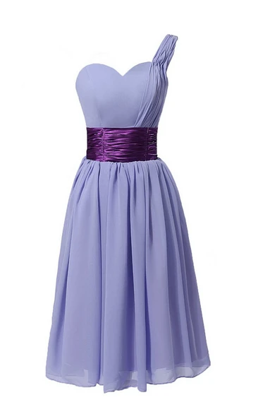 One-shoulder Sweetheart Short Dress With Ruched Band