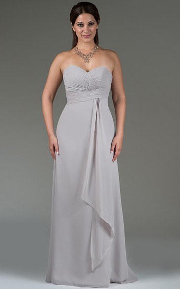 Criss Cross Sweetheart Bodice Chiffon Bridesmaid Dress Floor Length