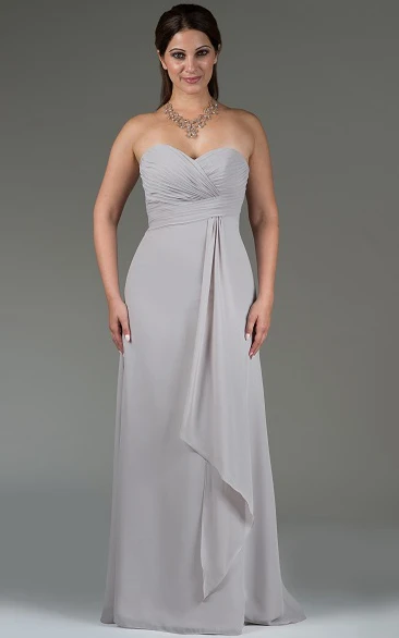 Criss Cross Sweetheart Bodice Chiffon Bridesmaid Dress Floor Length
