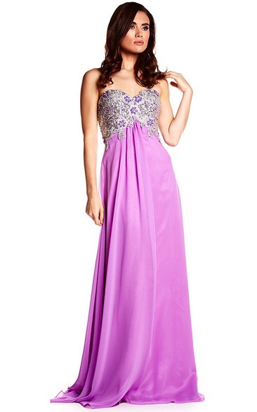 Sweetheart Beaded Sleeveless Jersey Prom Dress With Brush Train