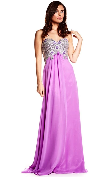 Sweetheart Beaded Sleeveless Jersey Prom Dress With Brush Train